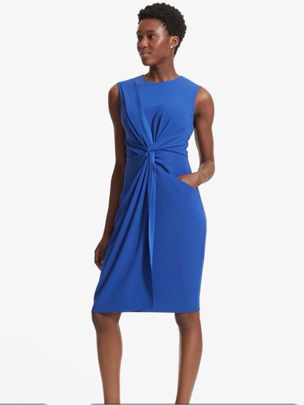 MM Lafleur the Taylor dress Sleeveless Knot-Front Sheath style in a vibrant Blue